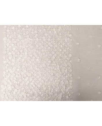 Floral Amara Embellished Borderd Tulle, White