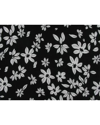 Floral Blooms Viscose Print, Black