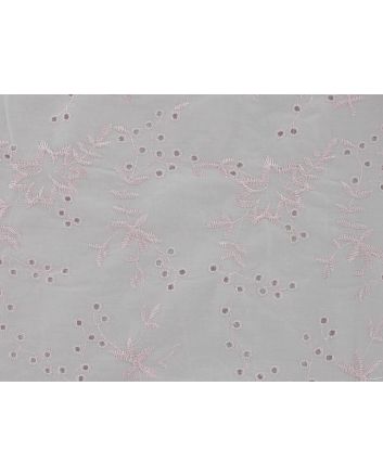 Floral Branches Embroidered Anglaise, Baby Pink
