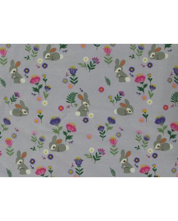 Floral Bunny Cotton Jersey Print, Lilac