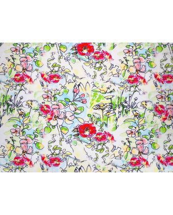 Floral Doodle Garden Printed Linen Blend