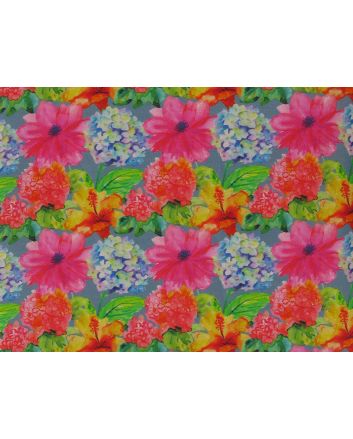 Floral Fusion Cotton Lawn, Denim
