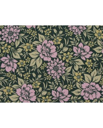 Floral Gerbera Soft Stretch Polyester, Green