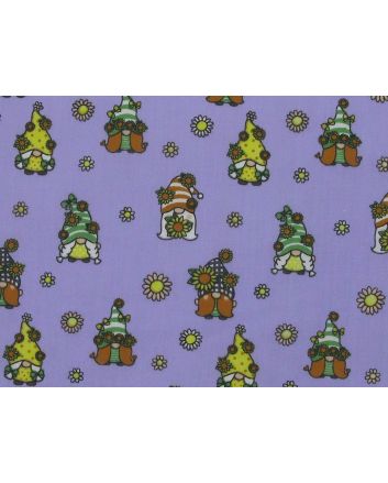 Floral Gonks Polycotton Print, Lavender