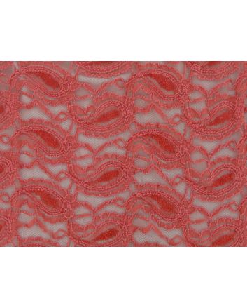 Floral Paisley Stretch Lace, Salmon