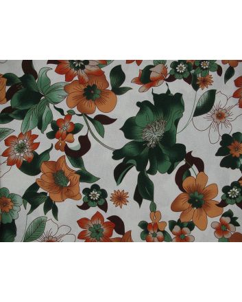 Floral Sprout Linen Look Cotton, Orange