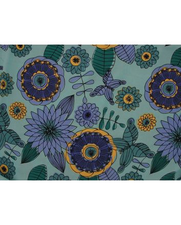 Floral Starburst Viscose Print, Aqua