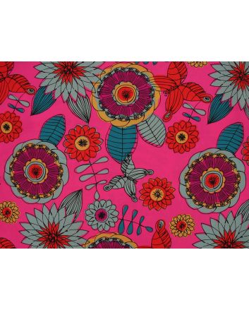Floral Starburst Viscose Print, Pink