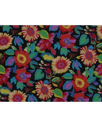 Floral Sunflower Burst Cotton Poplin Print, Black