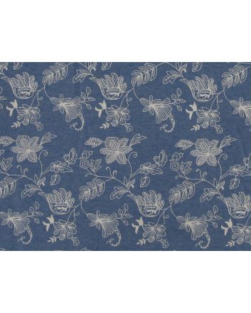Floral Swirls Printed Chambray