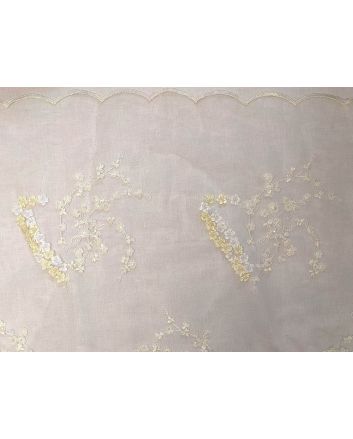 Flower Spiral Embroidered Scalloped Edged Tulle, Ivory