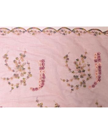 Flower Spiral Embroidered Scalloped Edged Tulle, Pink