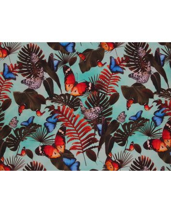 Fluttering Petals Cotton Jersey, Turquoise