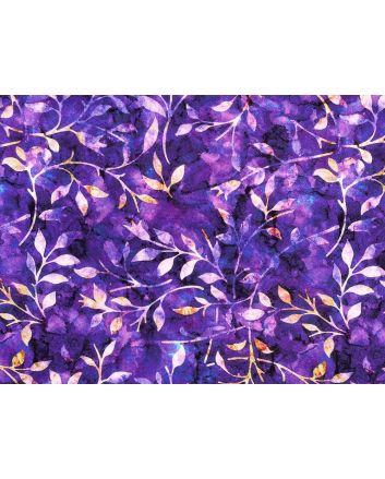 Forest Trail Batik Style Cotton Print, Purple