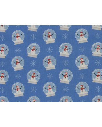 Frosty Snowmen Globes Polycotton Print, Blue