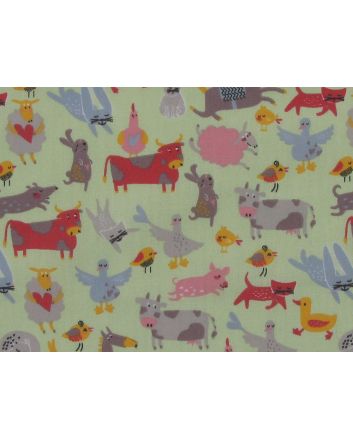 Funny Farm Polycotton Print, Mint