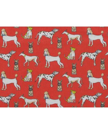 Groomed Dogs Polycotton Print, Red