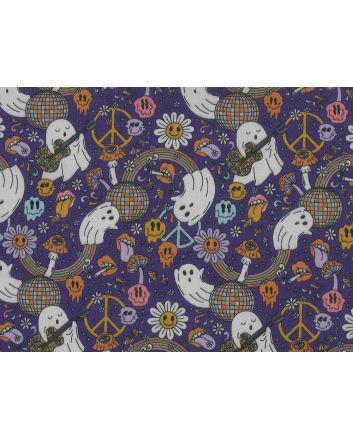 Groovy Ghouls Polycotton Print, Purple