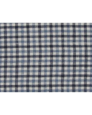 Gurteen Mixed Gingham Delave Irish Linen, Navy Blue White