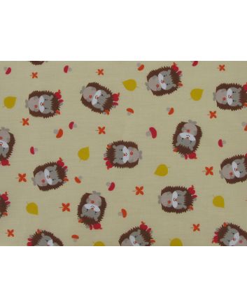 Hattie Hedgehog Polycotton Print, Cream