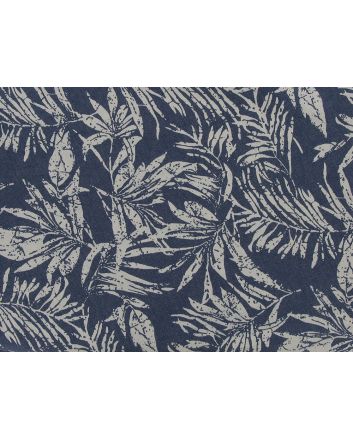 Hawaii Leaves Printed Chambray, Denim Blue