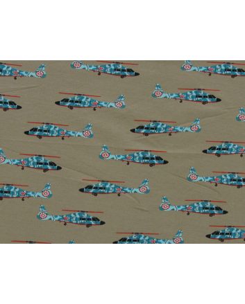 Helicopters Cotton Jersey, Taupe