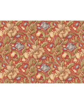 Helmshore Garden Cotton Rich Curtain Fabric, Red