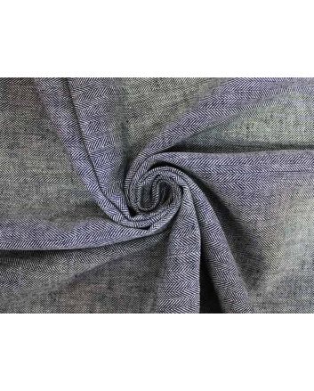 Herringbone Woven Cotton Linen Blend, Black