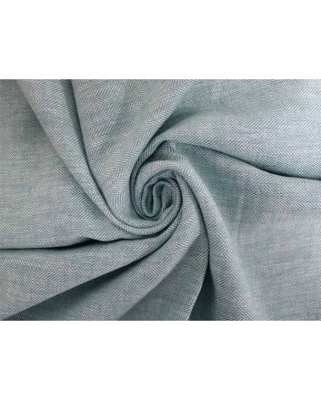 Herringbone Woven Cotton Linen Blend, Sea Green