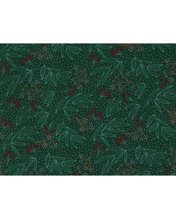 Holly Spot Christmas Polycotton Print, Green