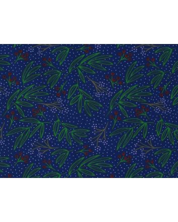 Holly Spot Christmas Polycotton Print, Navy