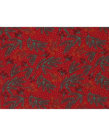 Holly Spot Christmas Polycotton Print, Red