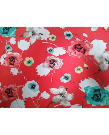 Hot Rose Bouquet Printed Polyester Jersey