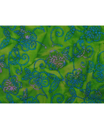 Indian Batik Cotton, Botanic Swirl, Emerald