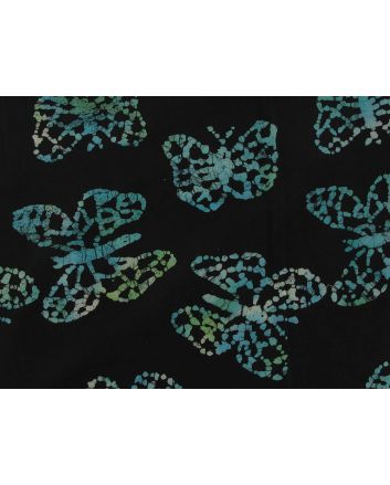 Indian Batik Cotton, Butterfly Glide, Ebony