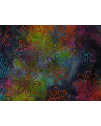 Indian Batik Cotton, Floral Starburst, Argon