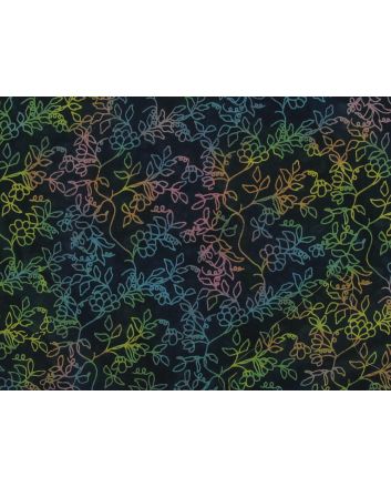 Indian Batik Cotton, Garden Vine Outline, Multi