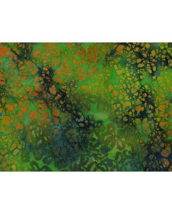 Indian Batik Cotton, Pinnate Leaves, Oasis