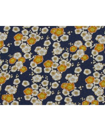 Japanese Blossoms Viscose Poplin Print,Navy