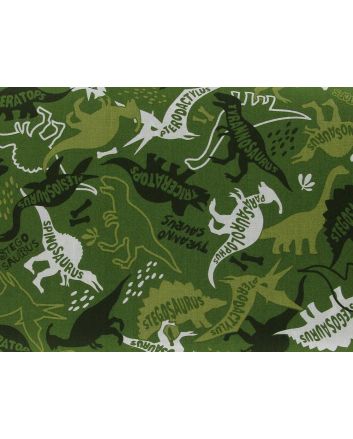 Jurassic Dinosaurs Cotton Print, Moss