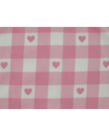 Large Gingham Heart Polar Fleece, Light Pink