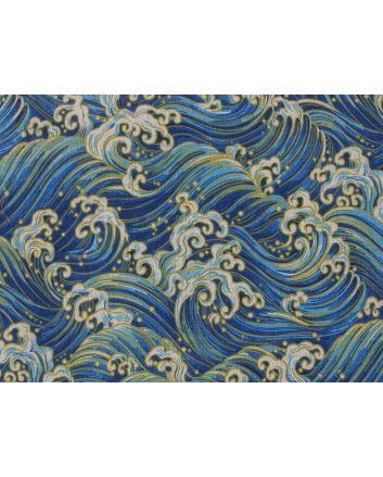 Lightweight Linen Look Canvas, Atlantic Waves, Dark Blue