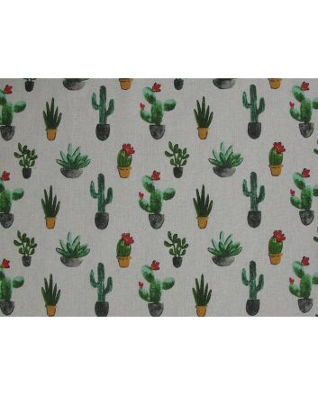 Lightweight Linen Look Canvas, Cactus Garden