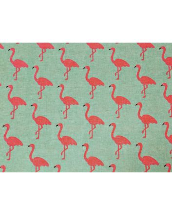 Lightweight Linen Look Canvas, Flamingo March, Mint