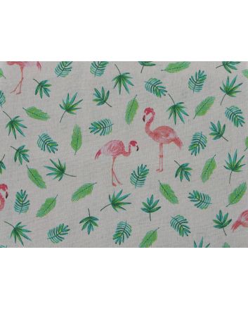 Lightweight Linen Look Canvas, Flamingo Palm