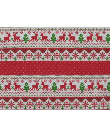 Lightweight Linen Look Canvas, Nordic Christmas, Red