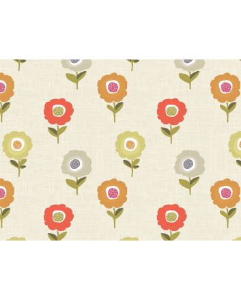 Linen Look Printed Panama Sunflowers, Tutti Frutti