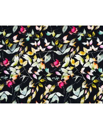Linnie Garden Washed Linen Print, Black
