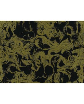 Liquid Swirl Gold Foil Cotton Print, Black