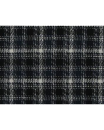 Loose Woven Tartan Wool Blend, Navy
